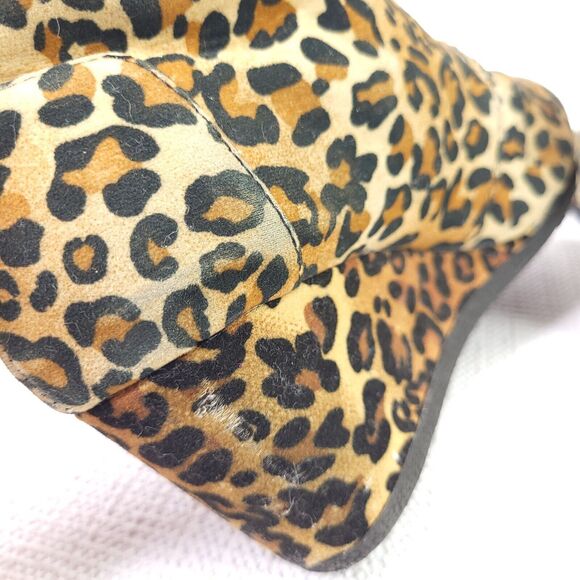 Qupid Wedge Booties Leopard Print Lace Up Ankle Boots Shoes Womens Size 6 - Picture 5 of 5
